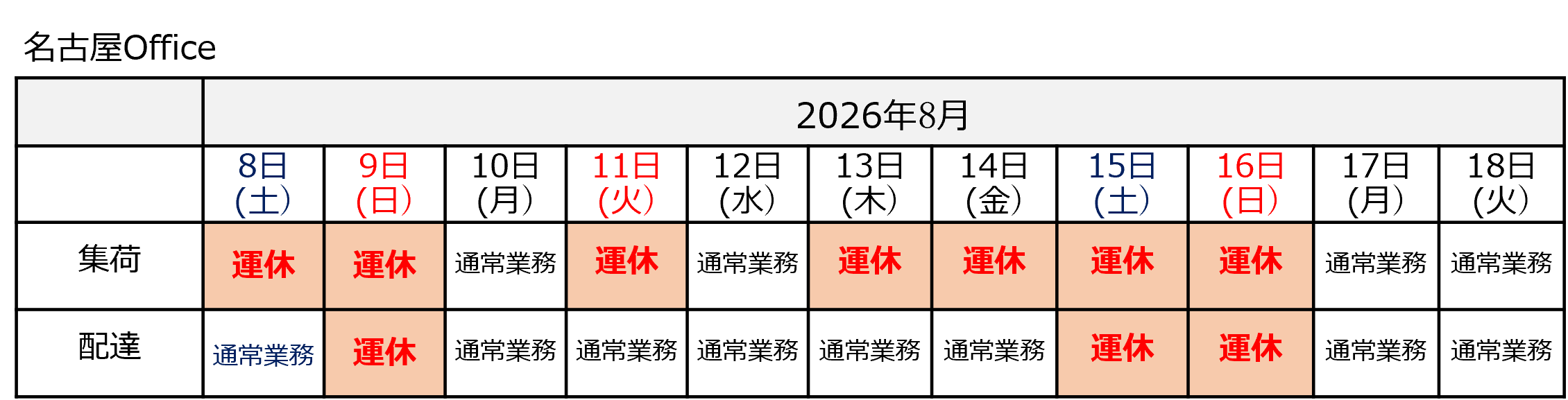 2026年 お盆期間中の楽天、ヨドバシ、モノタロウ納品日一覧
